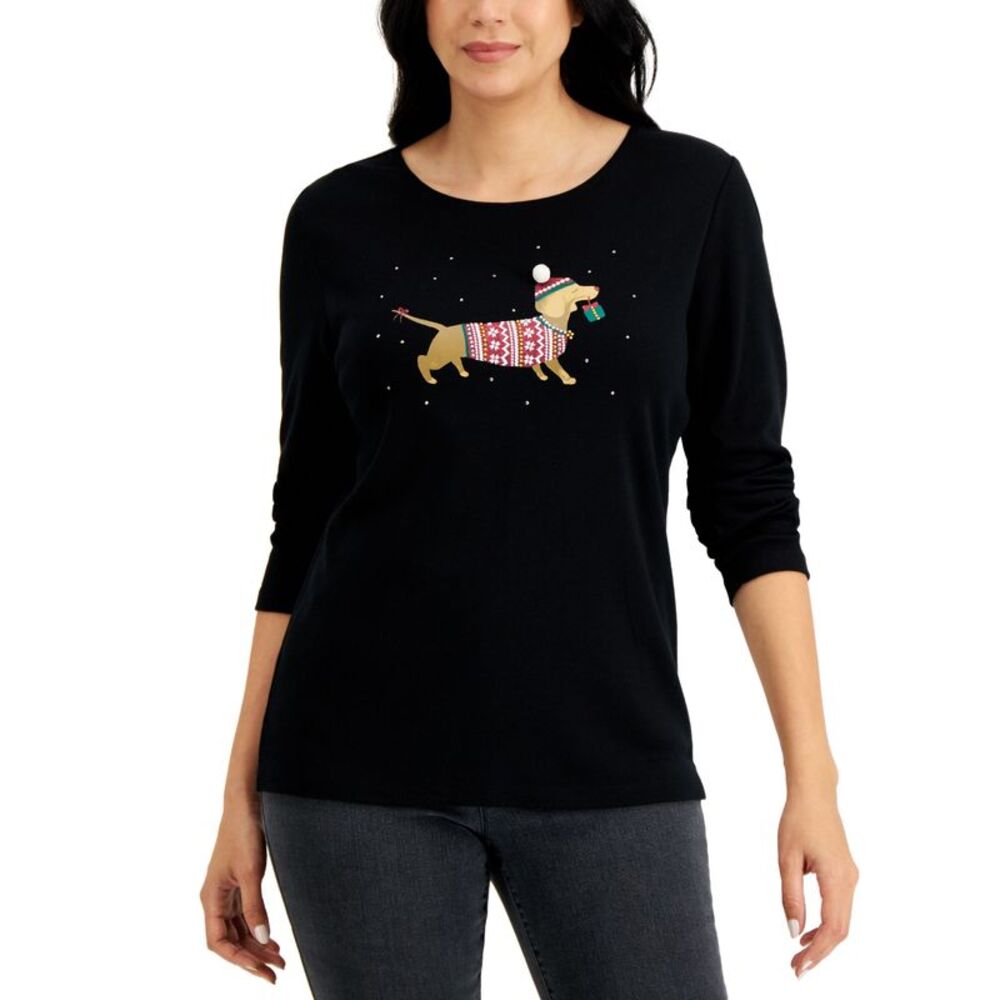 Karen Scott Women's Long-Sleeve Holiday Top
